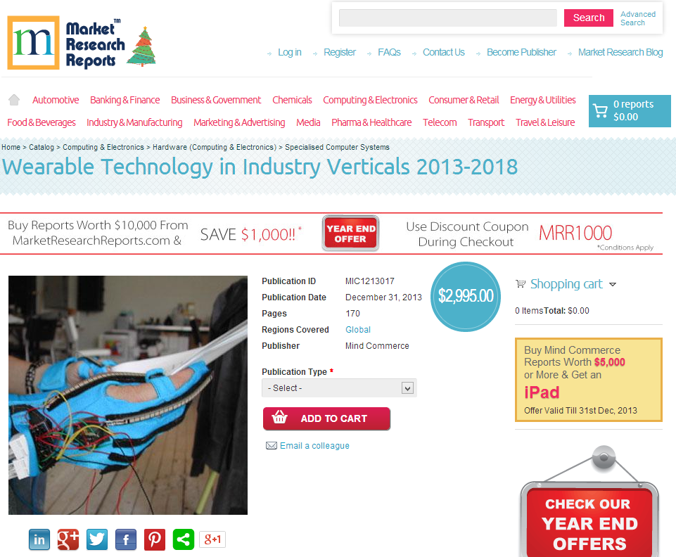 Wearable Technology in Industry Verticals 2013-2018'