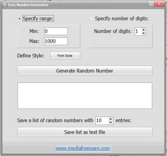 Free Number Generator'