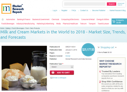 Milk and Cream Markets in the World to 2018'