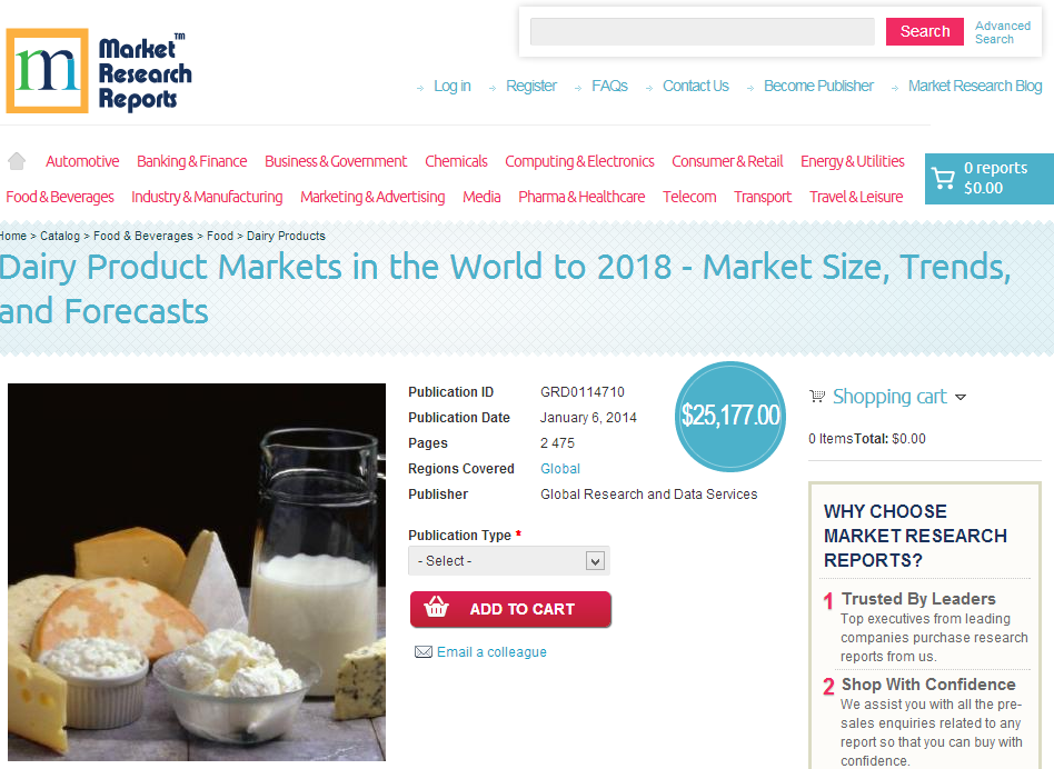 Dairy Product Markets in the World to 2018'