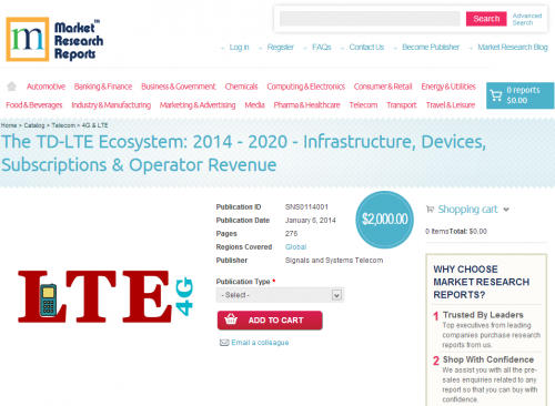 TD-LTE (Time-Division Long-Term Evolution) market 2014 -2020'
