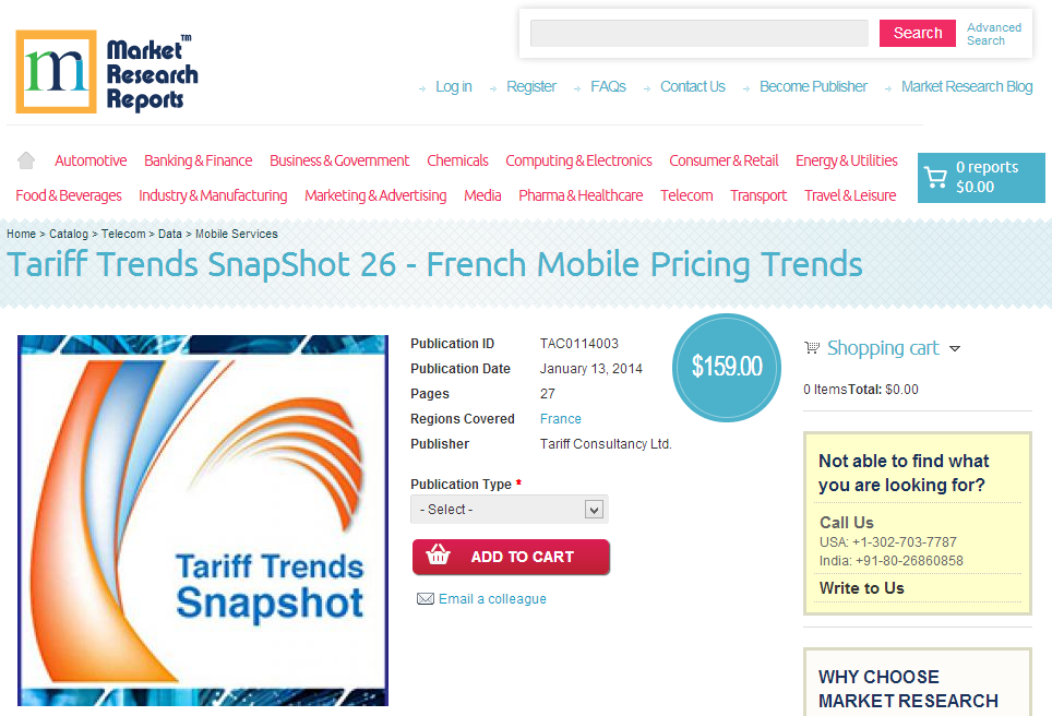 Tariff Trends SnapShot 26 - French Mobile Pricing Trends'