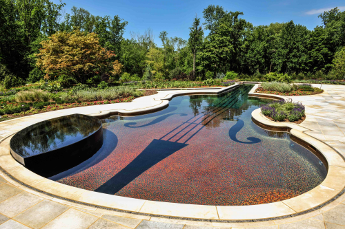 Luxury Glass Tile Inground Swimming Pool and Landscape Desig'