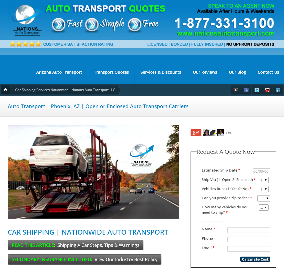 Auto Transport Quotes - Online 24/7'