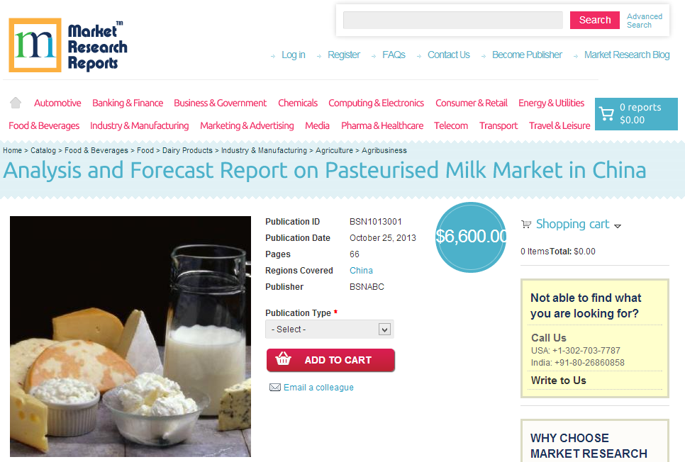 Analysis &amp;amp; Forecast Report on Pasteurised Milk Marke'