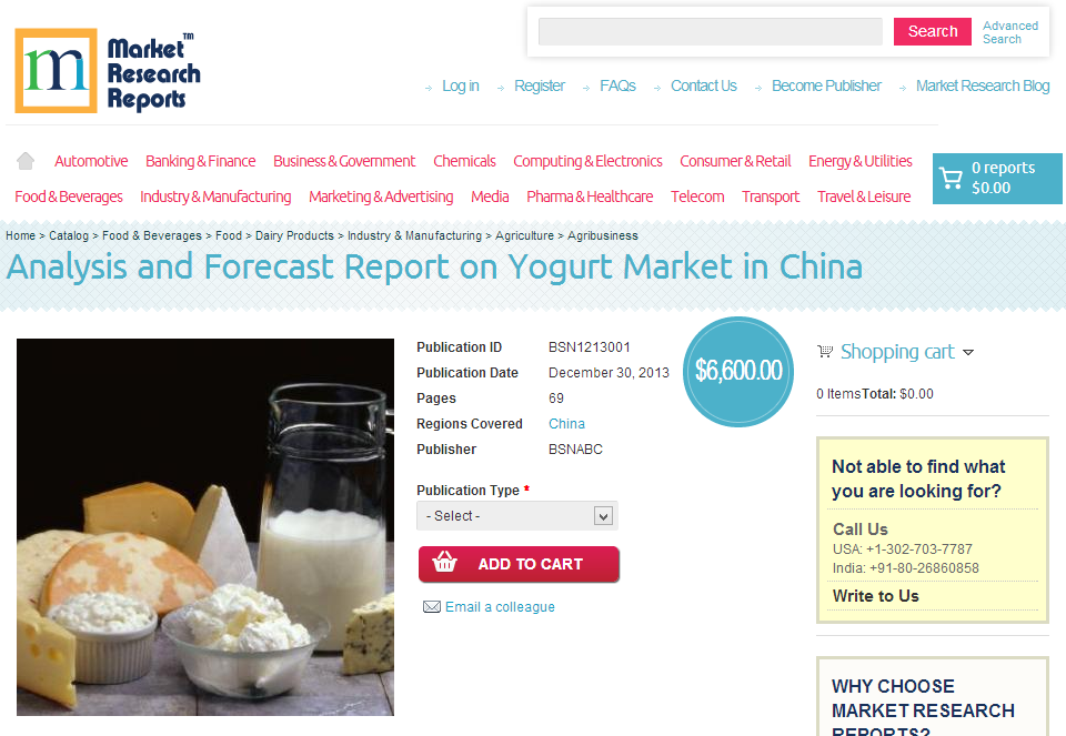 Analysis and Forecast Report on Yogurt Market in China'