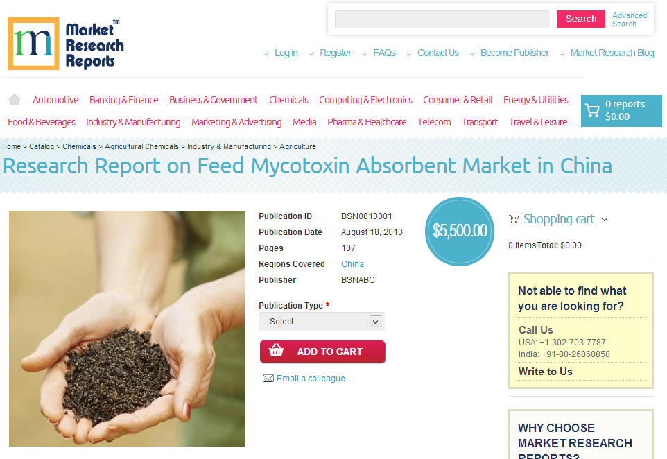 Research Report on Feed Mycotoxin Absorbent Market in China'