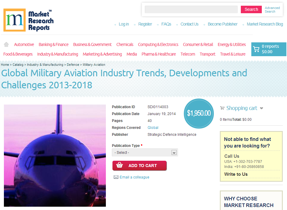 Global Military Aviation Industry 2013 - 2018'