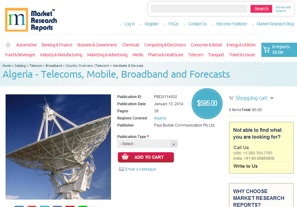 Algeria - Telecoms, Mobile, Broadband and Forecasts'