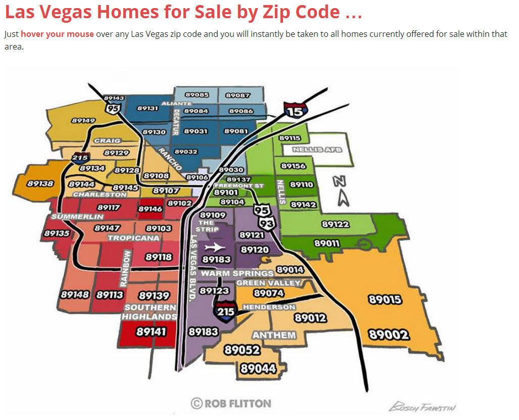 Las Vegas Homes for Sale by Zip Code Map'