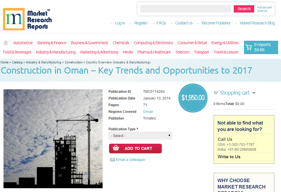 Construction in Oman, Key Trends and Opportunities to 2017'