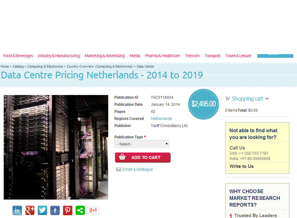 Data Centre Pricing Netherlands 2014 to 2019'