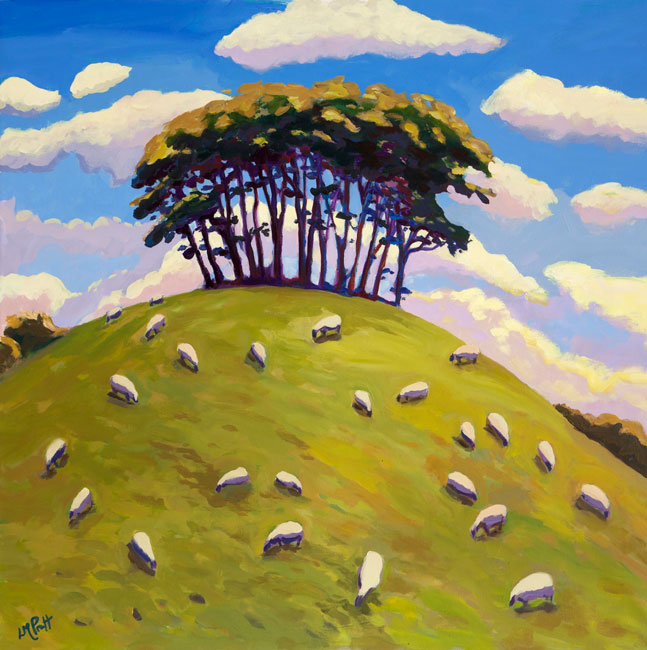 Sheep Below the Trees'