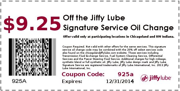 Jiffy Lube Coupons 2014'