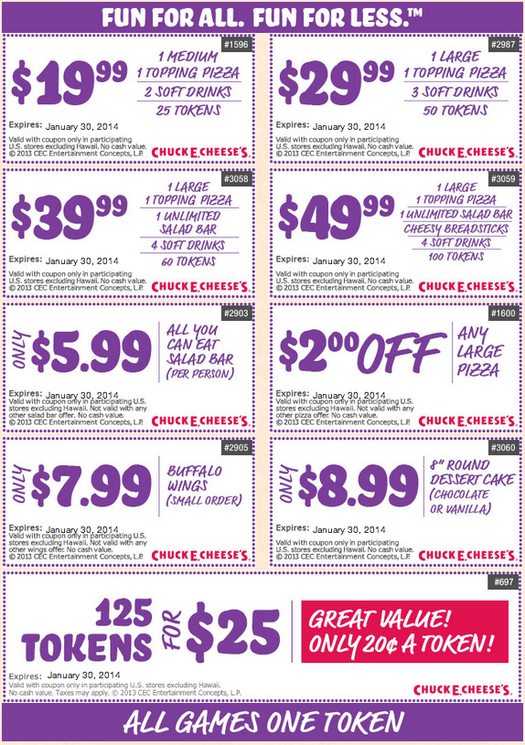 chuck e cheese coupons