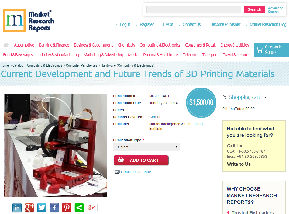 Current Development and Future Trends of 3D Printing Materia'