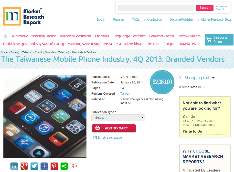 Taiwanese Mobile Phone Industry, 4Q 2013: Branded Vendors'
