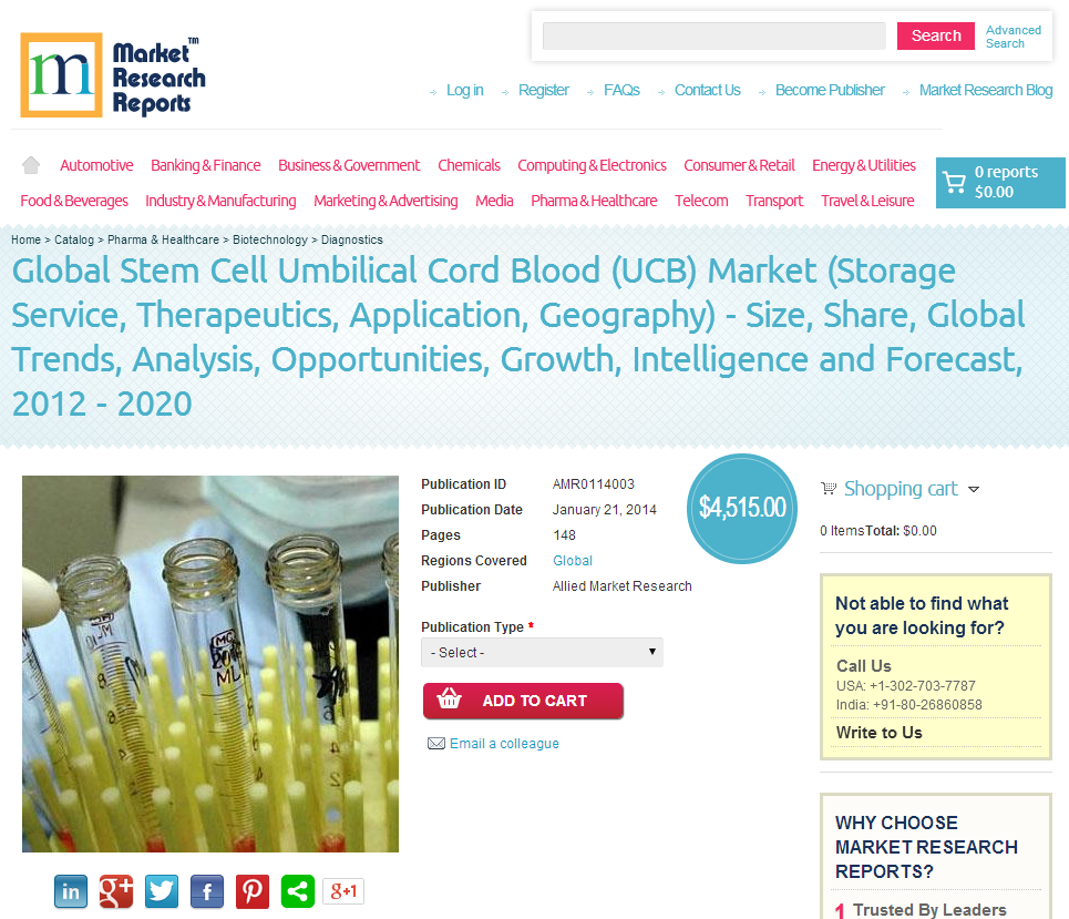 Global Stem Cell Umbilical Cord Blood (UCB) Market (Storage'