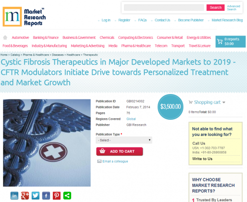 Cystic Fibrosis Therapeutics in Major Developed Markets 2019'