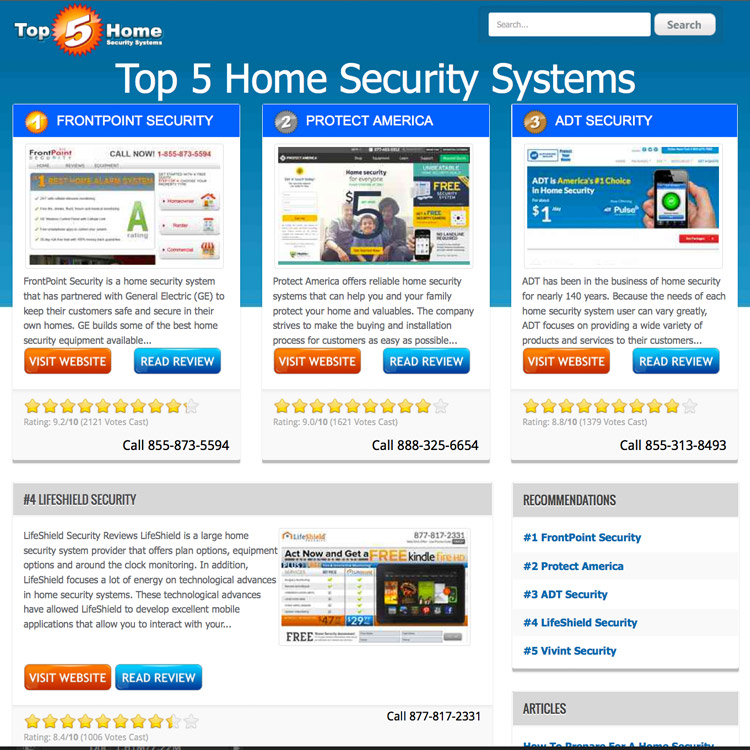 Top 5 Home Security Systems