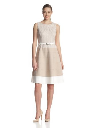 Anne Klein Women's Zigzag Lace Colorblock Swing Dress'