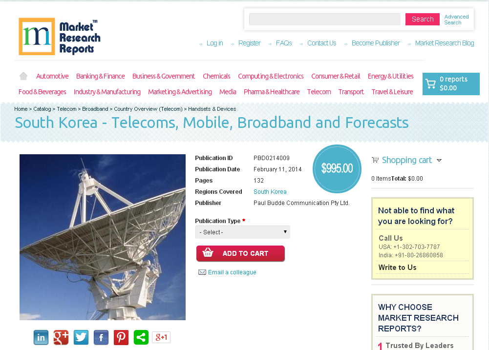 South Korea - Telecoms, Mobile, Broadband and Forecasts'