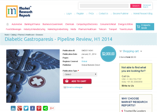 Diabetic Gastroparesis Pipeline Review, H1 2014'