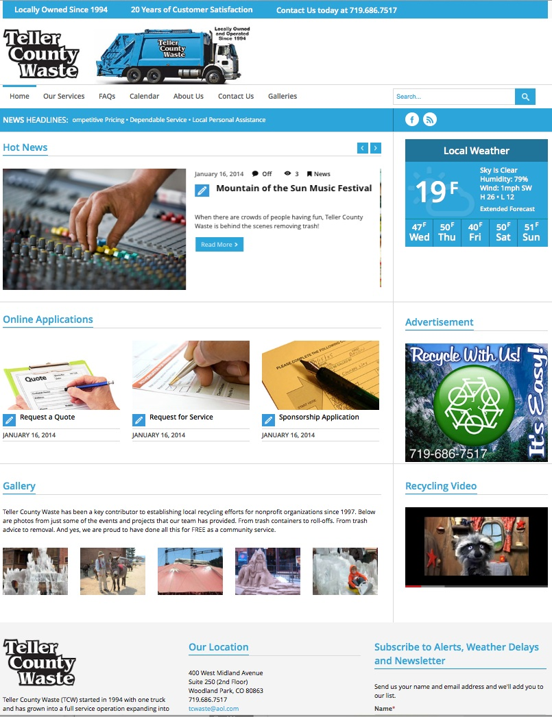 Teller County Waste Web Site Screen Shot