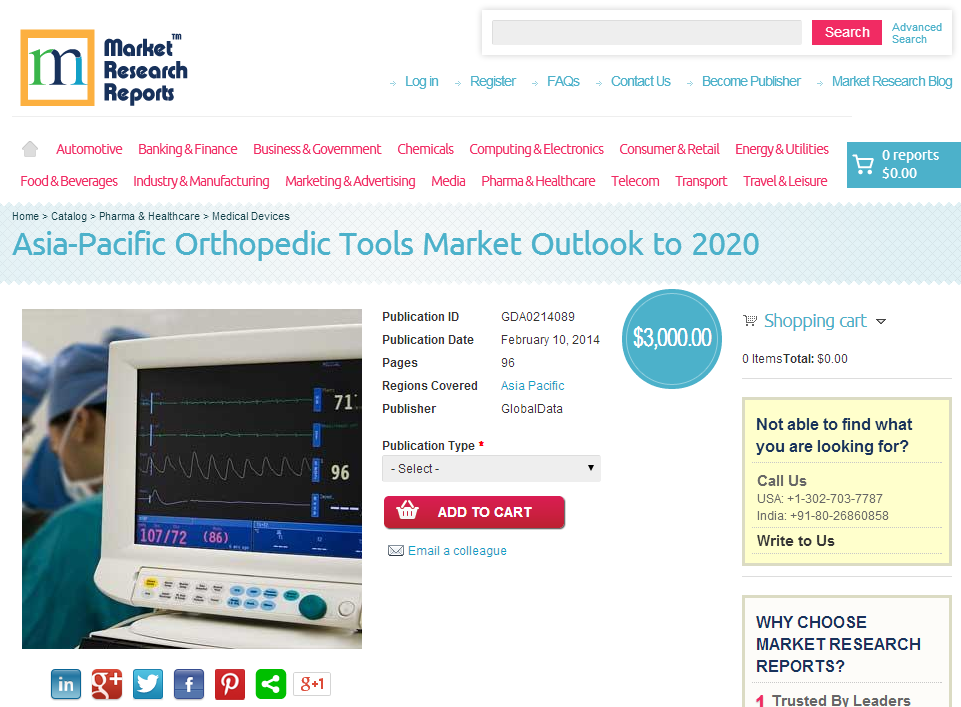 Asia Pacific Orthopedic Tools Market Outlook to 2020'