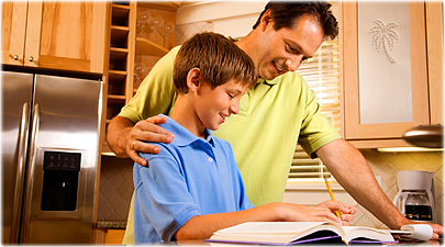 helping child to study'