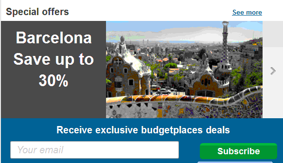 Budget Places 30% off Hotels'