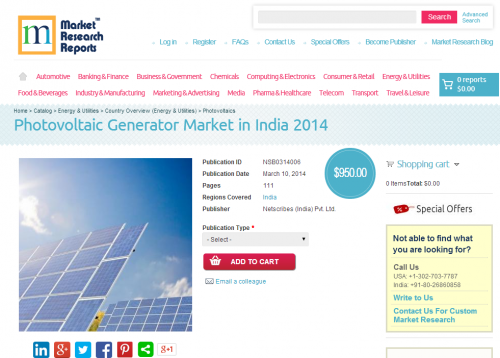 Photovoltaic Generator Market in India 2014'