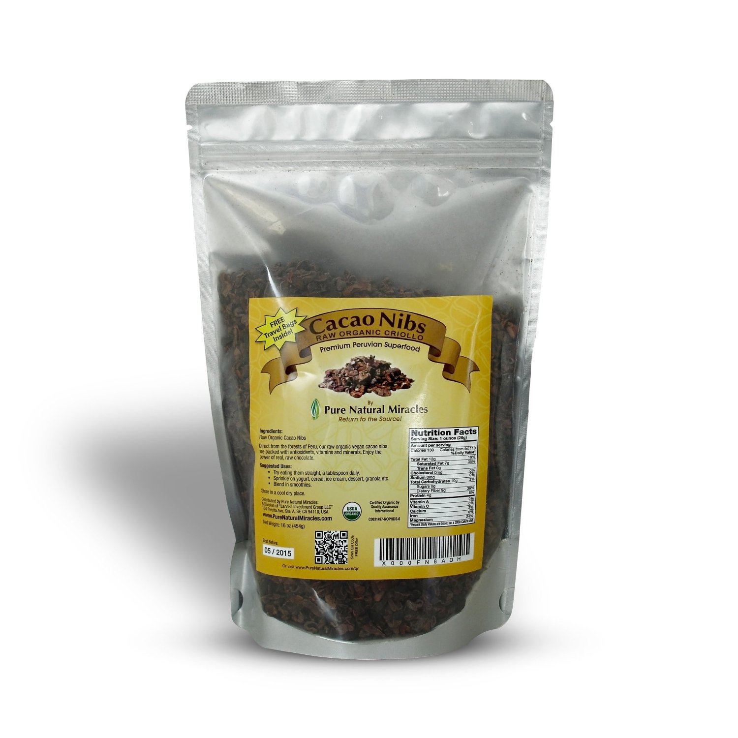 Raw organic cacao nibs