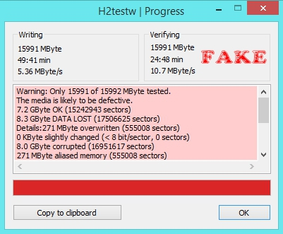 Fake Micro SD Card Fails Test'