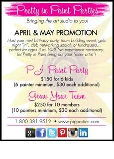 Pretty in Paint Parties April &amp; May Promotion