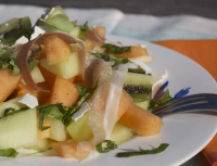 Melon-Kiwi Prosciutto Salad with Ricotta Salata