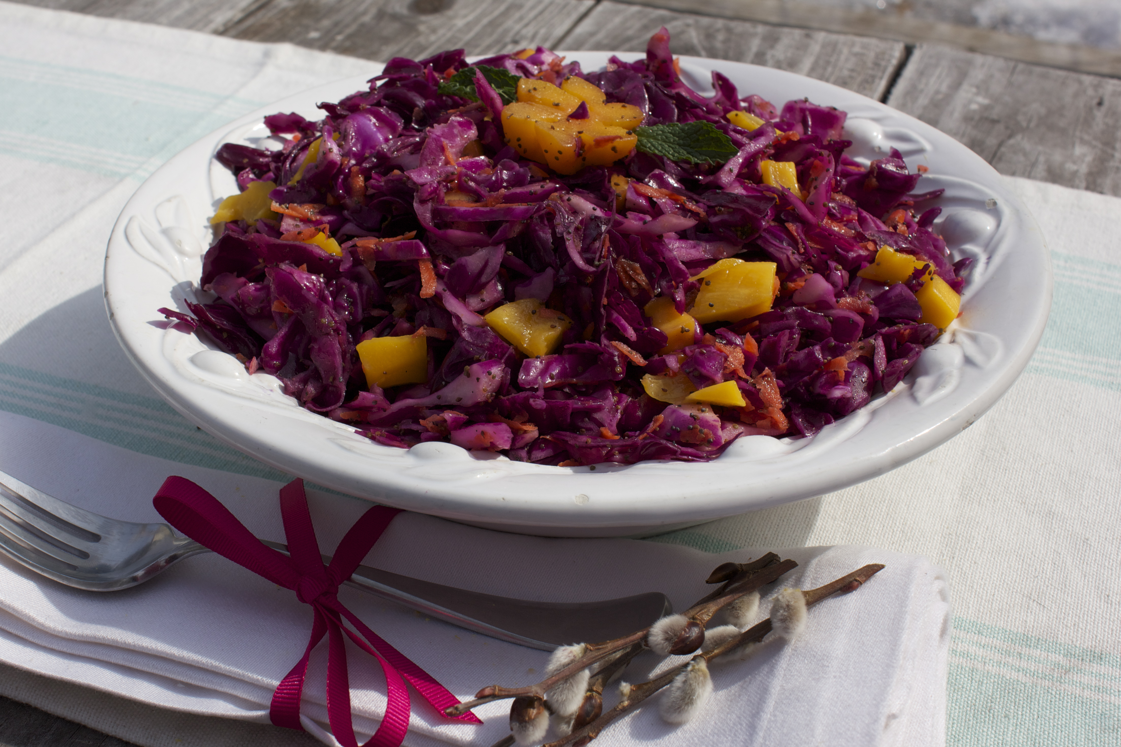Mango &amp; Raw Cabbage Slaw with Apple Cider Vinaigrett