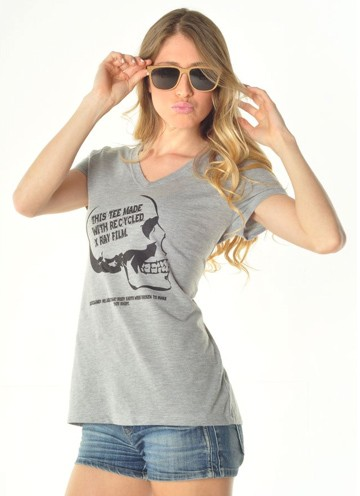 Ladies Recycled X-Ray Grey V-neck T-shirt