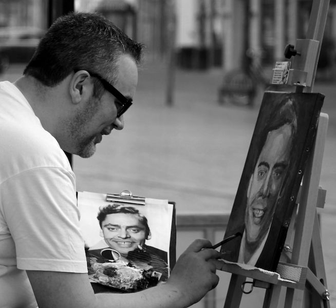 Painting in public on the street.'