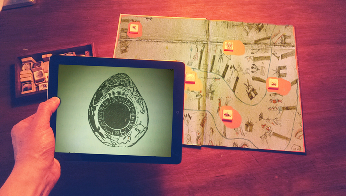 Using the iPad app to read the symbolic blocks placed on one'