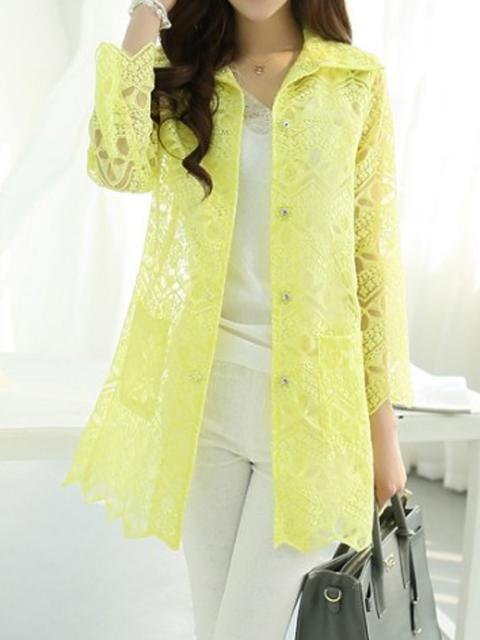 Long Yellow Lace Blouse