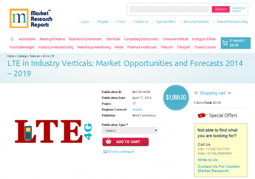 LTE in Industry Verticals: Market Opportunities 2014 - 19'