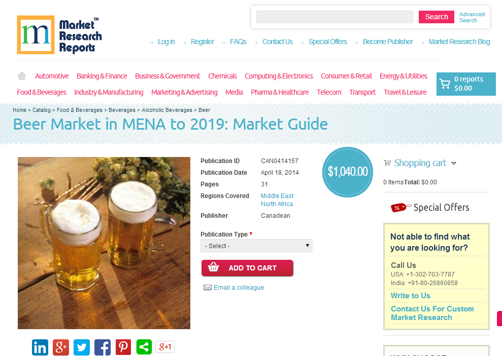 Beer Market in MENA to 2019 - Market Guide'