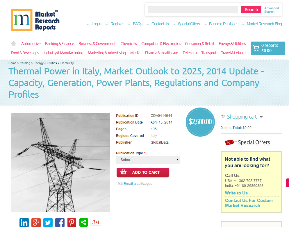 Thermal Power in Italy, Market Outlook to 2025, 2014 Update'