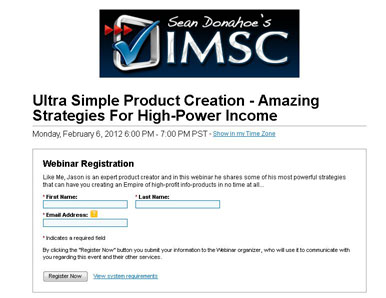 Sign up for the Free Six-Figure Product Creation Webinar'