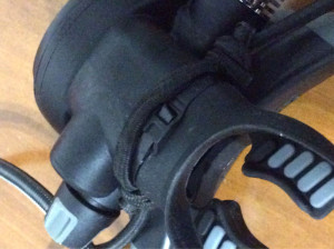 Cobra Tie used to secure the mouthpiece with the regulator'