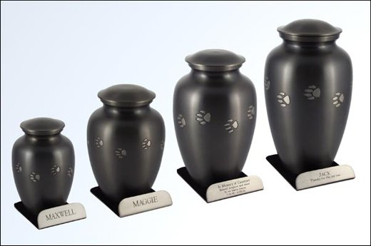 4EverInMyHeart.com Brass Paw Print Urns'