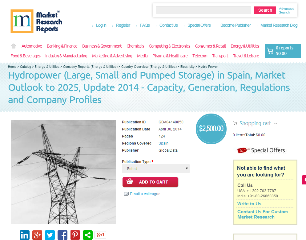 Hydropower in Spain, Market Outlook to 2025, Update 2014'