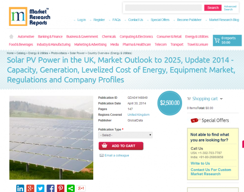 Solar PV Power in the UK Market Outlook to 2025, Update 2014'