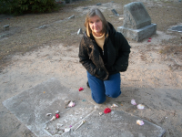 Writer Marcia Mercer at Alice Flagg's Grave